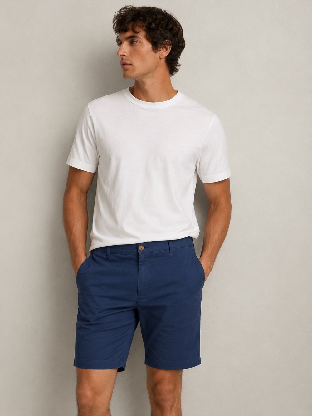 NWT George Men’s Flat Front Stretch Shorts Blue Size 42 Above Knee 9”